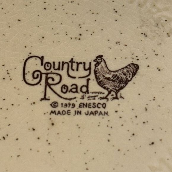 Vintage Enesco Country Road Teapot With Lid Speckled Cream & Brown Chicken Motif - Picture 5 of 7